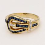 Bague - 18 carats Or jaune Saphir - Diamant, Nieuw
