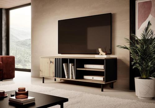 Tv-Meubel eiken grijs industrieel 138x40x49, Maison & Meubles, Armoires | Mobilier de télévision, Envoi