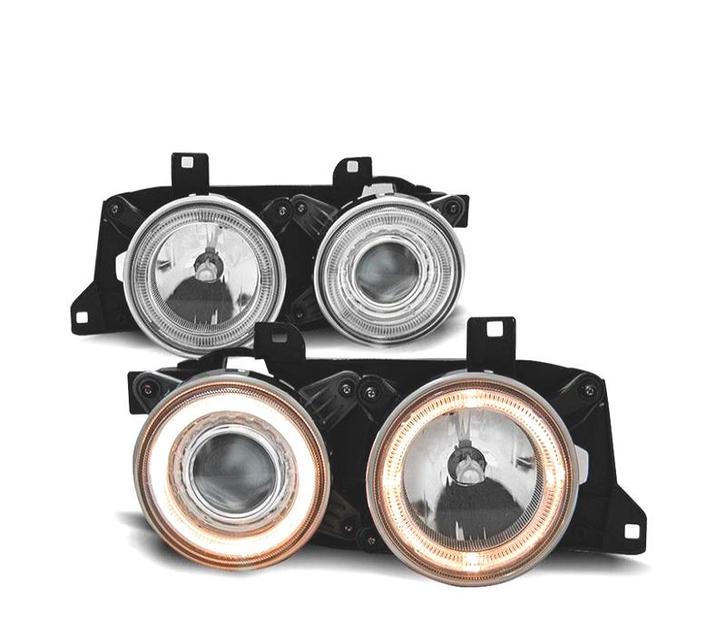 PHARES BMW E34 E32 ANGEL EYES FOND CHROMÉ, Autos : Pièces & Accessoires, Éclairage, Envoi