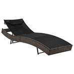 vidaXL Ligbed met kussen poly rattan bruin, Jardin & Terrasse, Chaises longues, Verzenden