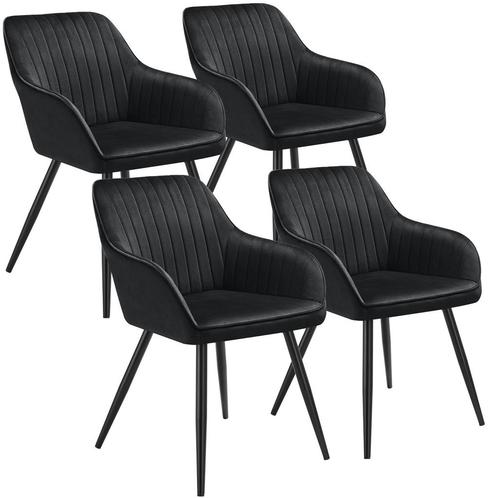 tectake Stoel Marilyn, fluweeloptiek, gestikt - zwart/zwart,, Huis en Inrichting, Stoelen, Verzenden