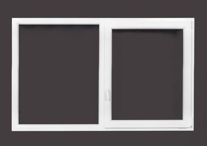 PVC draaikiep-vast b200xh130 cm Wit, Doe-het-zelf en Bouw, Glas en Ramen, Dubbelglas, Nieuw, Gevelraam of Ruit, 120 tot 160 cm