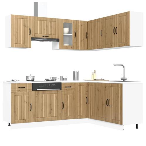 vidaXL 11-delige Keukenkastenset Lucca bewerkt hout, Huis en Inrichting, Kasten | Overige, Nieuw, Verzenden