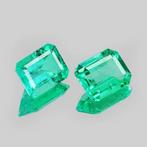 2 pcs Groen Smaragd - 1.56 ct - nternational Colored