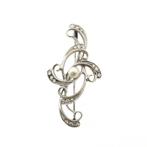 Witgouden broche gezet met parel en diamant | 0,27ct., Handtassen en Accessoires, Broches, Gebruikt, Overige kleuren, Ophalen of Verzenden