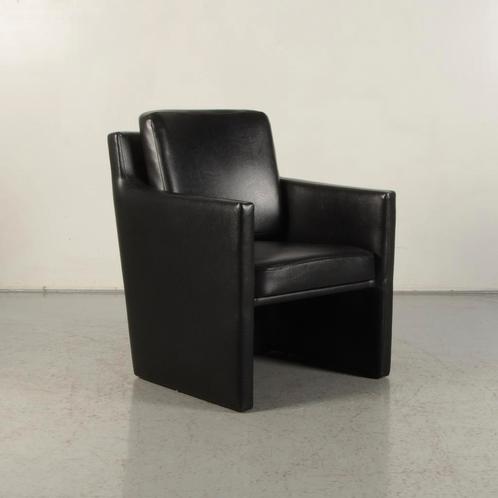 Fauteuil Frontseat - Zwart leder, Huis en Inrichting, Fauteuils, Gebruikt, Ophalen of Verzenden