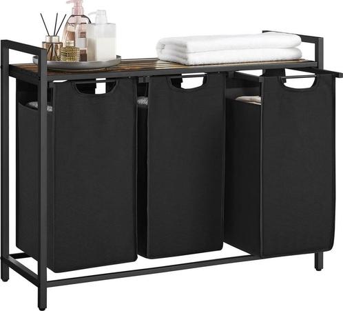 Wasmand met 3 vakken , Wassorteerder , 114L , vintage Bruin, Auto diversen, Autogereedschap, Verzenden