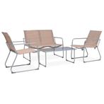 vidaXL Salon de jardin 4 pcs Tissu et acier Taupe, Verzenden, Neuf, Salons de jardin