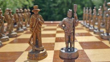 Jeu déchecs - Métal, Cuivre, Bois