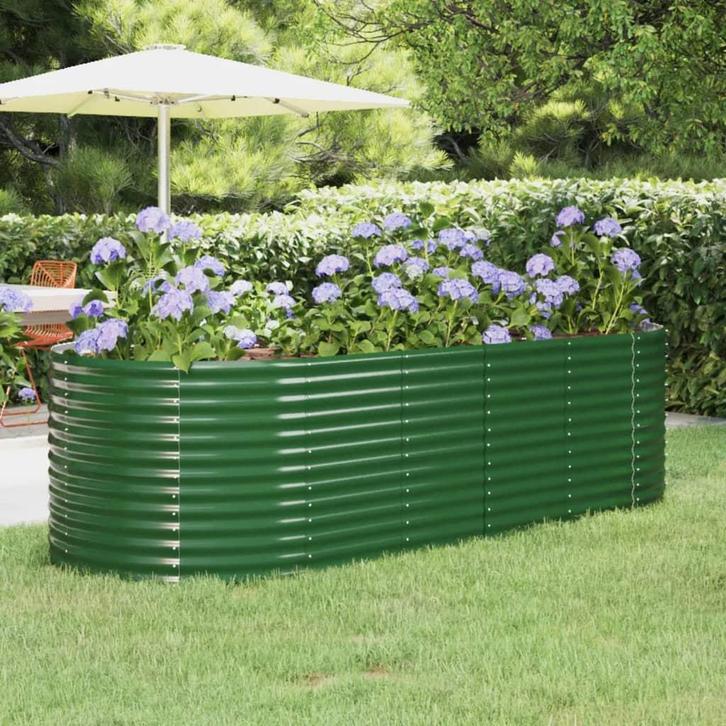 vidaXL Plantenbak 249x100x68 cm gegalvaniseerd staal groen, Tuin en Terras, Bloempotten, Nieuw, Verzenden