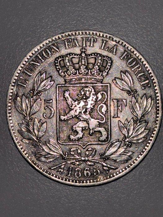 België. Leopold II. 5 Francs 1865 (Zonder minimumprijs), Timbres & Monnaies, Monnaies | Pays-Bas
