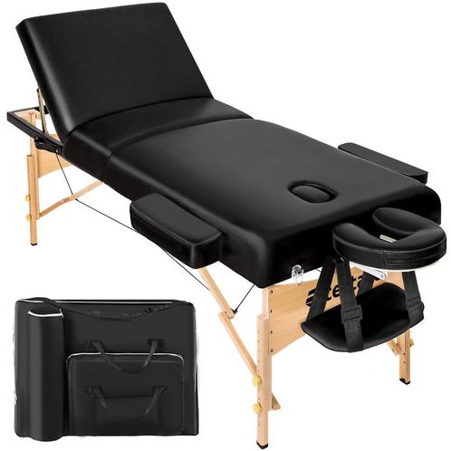 3-zones massagetafel 10 cm matras + tas - zwart, Sport en Fitness, Massageproducten, Verzenden