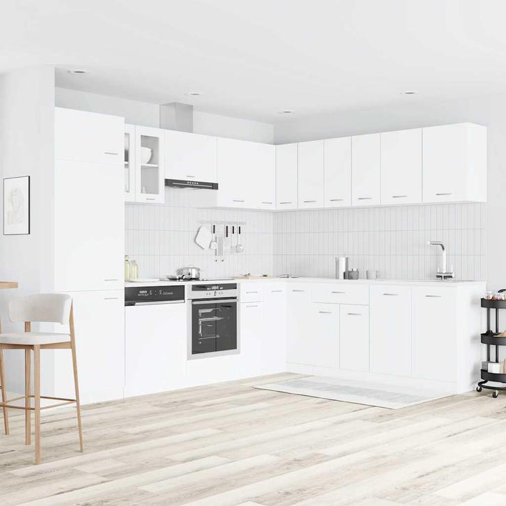 vidaXL 14-delige Keukenkastenset Lyon bewerkt hout wit, Huis en Inrichting, Kasten | Overige, Nieuw, Verzenden