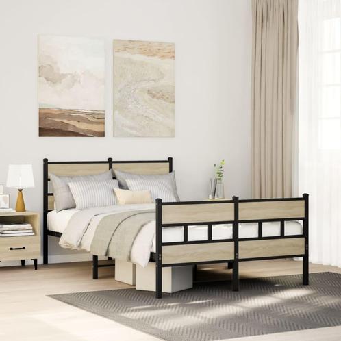 vidaXL Bedframe zonder matras metaal sonoma eikenkleurig, Huis en Inrichting, Slaapkamer | Bedden, Nieuw, Verzenden