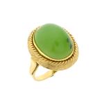 Gouden ring met Jade (gouden dames ring, geelgoud), Gebruikt, Overige kleuren, Ophalen of Verzenden, 17 tot 18