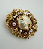 Miriam Haskell – Synthetische parel- en vergulde bloembroche, Antiek en Kunst