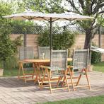 vidaXL Tuin Eettafel Set 5 pcs Grijs Massief Acacia Hout, Verzenden, Nieuw