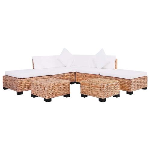 vidaXL Loungeset natuurlijk rattan 18-delig, Huis en Inrichting, Zetels | Zetels, Nieuw, Verzenden