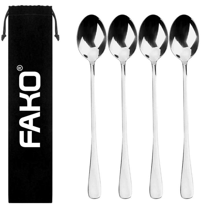 Fako Bijoux - 4 Lange Lepels - Latte Macchiato - Longdrink -, Huis en Inrichting, Keuken | Bestek, Verzenden