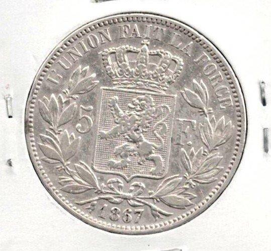 België. Leopold II. 5 Francs jaar 1867 Leopold 2 morin nr, Postzegels en Munten, Munten | Nederland