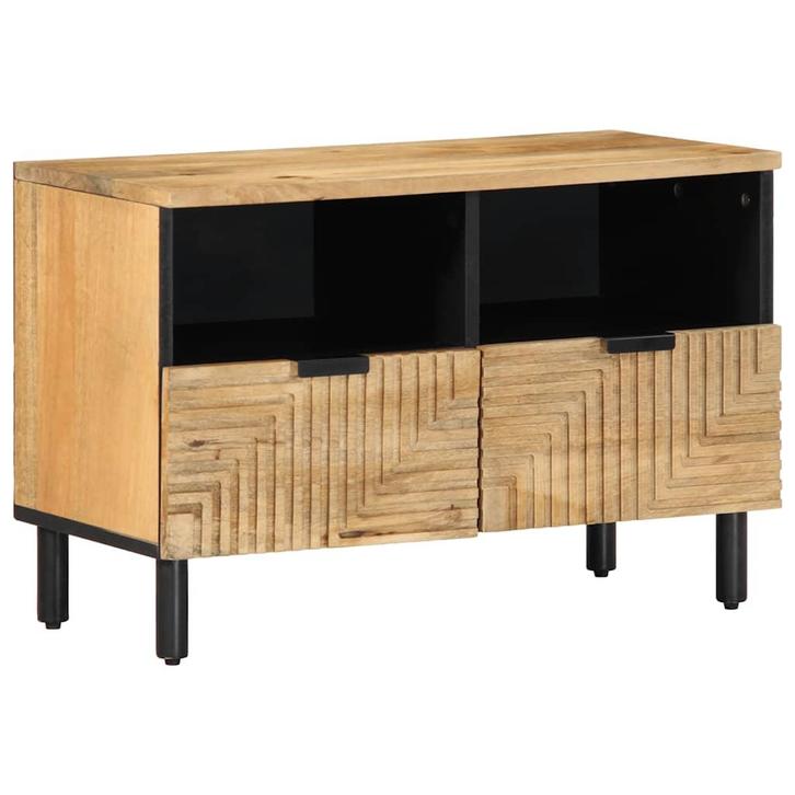 vidaXL Tv-meubel 70x33x46 cm massief mangohout bruin, Maison & Meubles, Accessoires pour la Maison | Étagères pour CD & DVD, Envoi