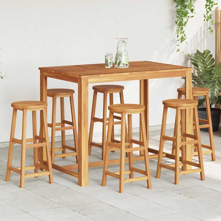 vidaXL Barkrukken 6 st massief acaciahout, Tuin en Terras, Tuinstoelen, Nieuw, Verzenden