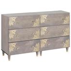 vidaXL Dressoir 2 pcs Grijs 60 x 33.5 x 75 cm Massief, Huis en Inrichting, Kasten | Overige, Verzenden, Nieuw