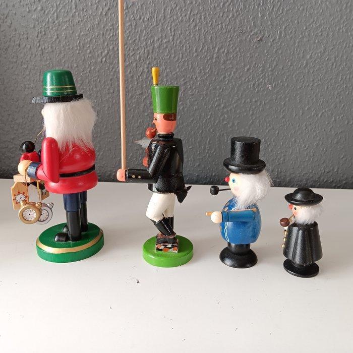 Kerstbeeldje ornament (4) - Rookmannetje Erzgebirge oud hout, Diversen, Kerst