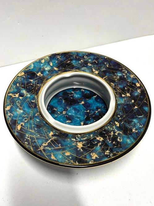ST Dupont by Limoges porcelain - Cendrier - Blue and gold -, Verzamelen, Rookartikelen, Aanstekers en Luciferdoosjes