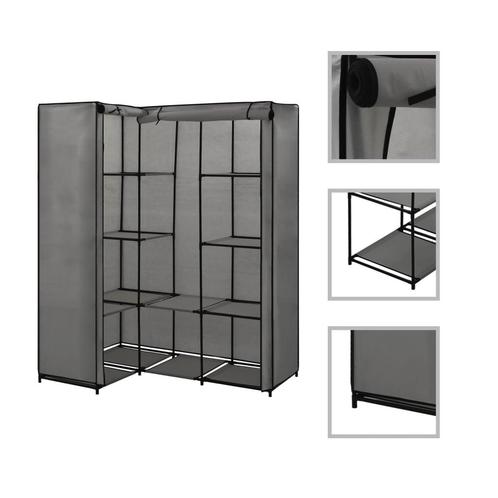 vidaXL Hoekkledingkast 130x87x169 cm grijs, Huis en Inrichting, Kasten | Kleerkasten, Nieuw, Verzenden