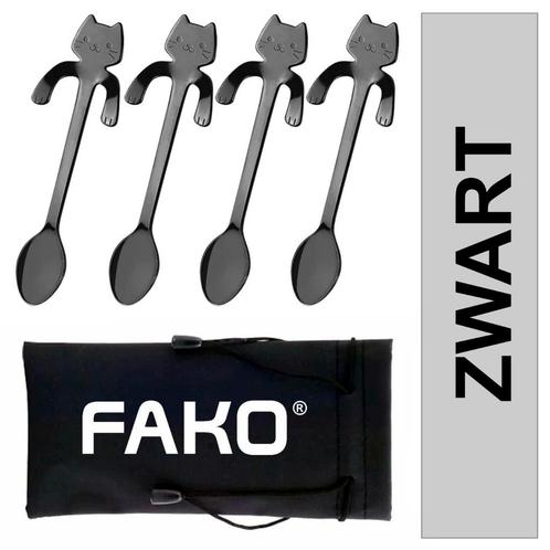 Fako Bijoux® - Theelepel / Koffielepel Hangende Kat - Zwart, Maison & Meubles, Cuisine | Couverts, Envoi