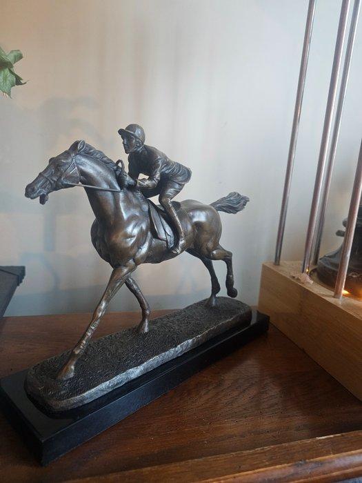 Sculpture, Jockey à cheval - 25 cm - Bronze, Antiek en Kunst, Curiosa en Brocante
