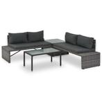 vidaXL Loungeset met kussens 3-delig poly rattan grijs, Verzenden, Nieuw