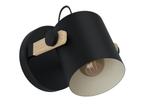 Veiling - EGLO Hornwood wandlamp zwart/creme met hout Ø17 c, Nieuw
