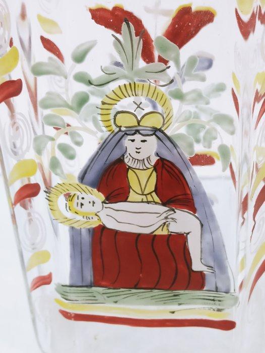 Fles - Glas, Tin - Glas emaille, Antiek en Kunst, Antiek | Glaswerk en Kristal