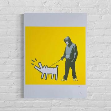 Genummerde Editie BANKSY Barking Dog (Geel) beschikbaar voor biedingen