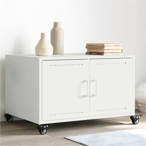 vidaXL Salontafel 68x50x43,5 cm staal wit, Huis en Inrichting, Tafels | Salontafels, Nieuw, Verzenden