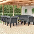 vidaXL 9-delige Loungeset poly rattan zwart en grijs, Verzenden, Nieuw, Loungeset