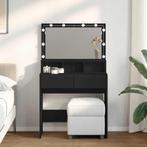 vidaXL Kaptafel met LED 80x41x134,5 cm zwart, Verzenden, Nieuw