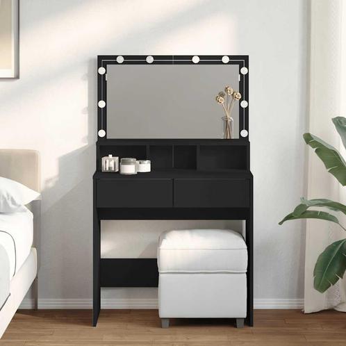 vidaXL Kaptafel met LED 80x41x134,5 cm zwart, Huis en Inrichting, Tafels | Kaptafels, Nieuw, Verzenden