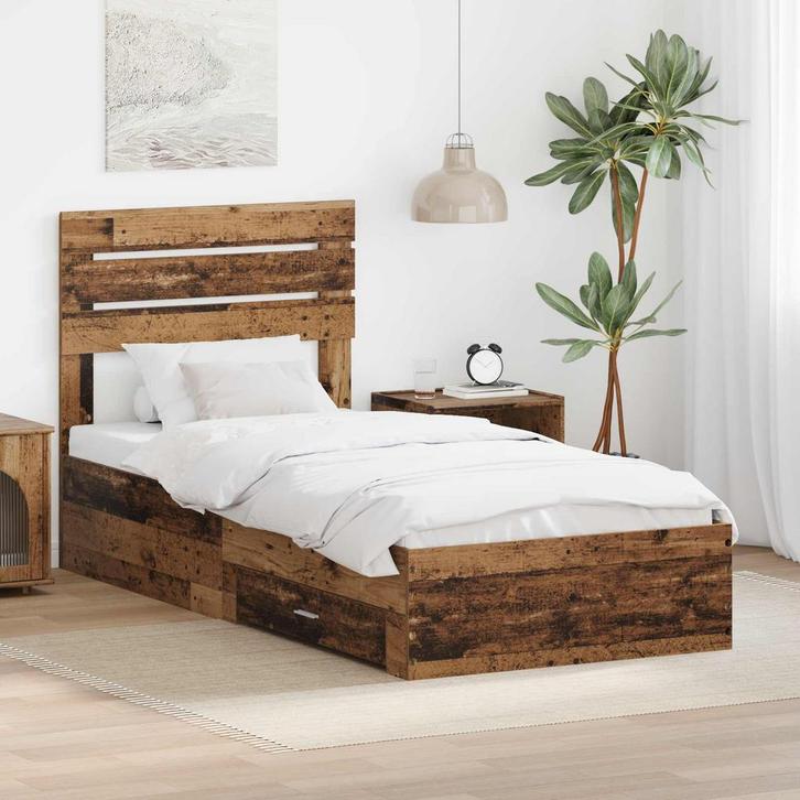 vidaXL Bedframe met lade met hoofdeinde met opslag Bewerkt, Huis en Inrichting, Slaapkamer | Bedden, Nieuw, Verzenden