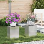 vidaXL Plantenstand 2 pcs Zilver 24 x 24 x 35 cm Roestvrij, Tuin en Terras, Verzenden, Nieuw