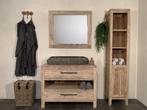 Badmeubelset hout 110cm White Wash incl  kast, spiegel &, Huis en Inrichting, Nieuw, Ophalen of Verzenden