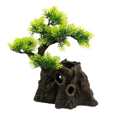 Boomstronk met bonsai 23cm / Aquariumdecoratie As-158, Dieren en Toebehoren, Vissen | Aquaria en Toebehoren, Nieuw, Verzenden