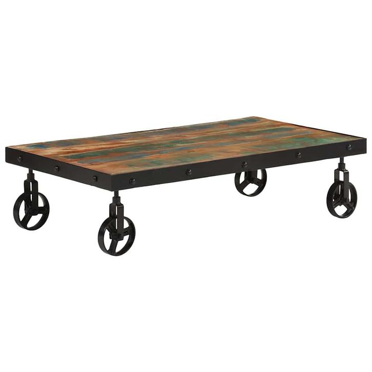 vidaXL Salontafel met wieltjes 100x55x26 cm massief, Huis en Inrichting, Tafels | Salontafels, Nieuw, Verzenden