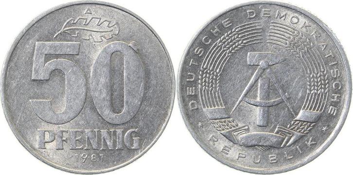 50 Pfennig Ddr 81a (MuntenenBankbiljetten-Misslagmunten), Postzegels en Munten, Munten | Europa | Niet-Euromunten, België, Verzenden