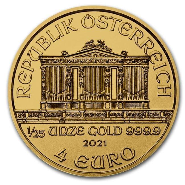 Oostenrijk. 4 Euro 2021 1/25 oz €4 EUR Austrian Gold, Postzegels en Munten, Edelmetalen en Baren