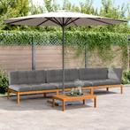 vidaXL 4-delige Loungeset pallet met kussens massief, Tuin en Terras, Verzenden, Nieuw