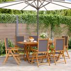 vidaXL Tuinstoelen 6 st verstelbaar hout en stof, Tuin en Terras, Tuinstoelen, Verzenden, Nieuw