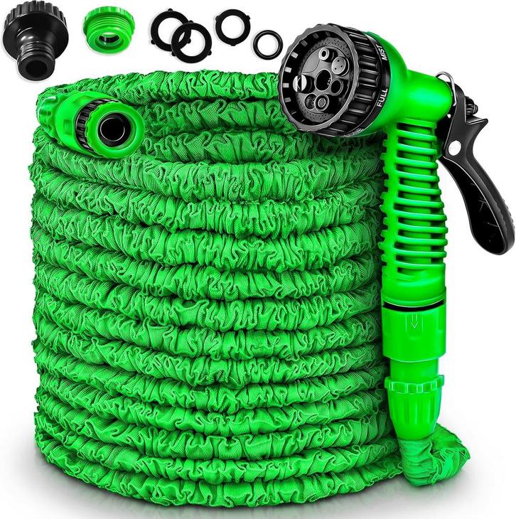 Flexibele Tuinslang - Inc. sproeikop - 15 meter - Groen, Tuin en Terras, Tuinslangen, Nieuw, Verzenden